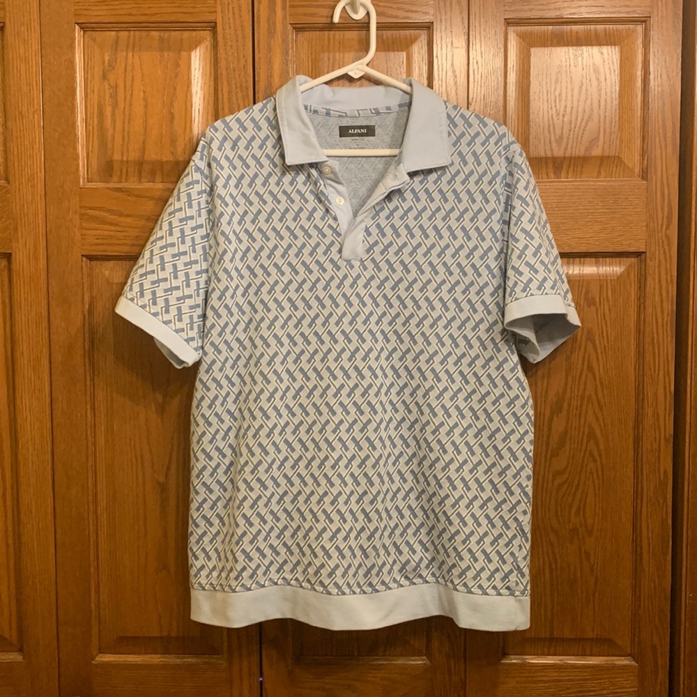 Mens XL ALFANI stretch polo shirt in a geometric print